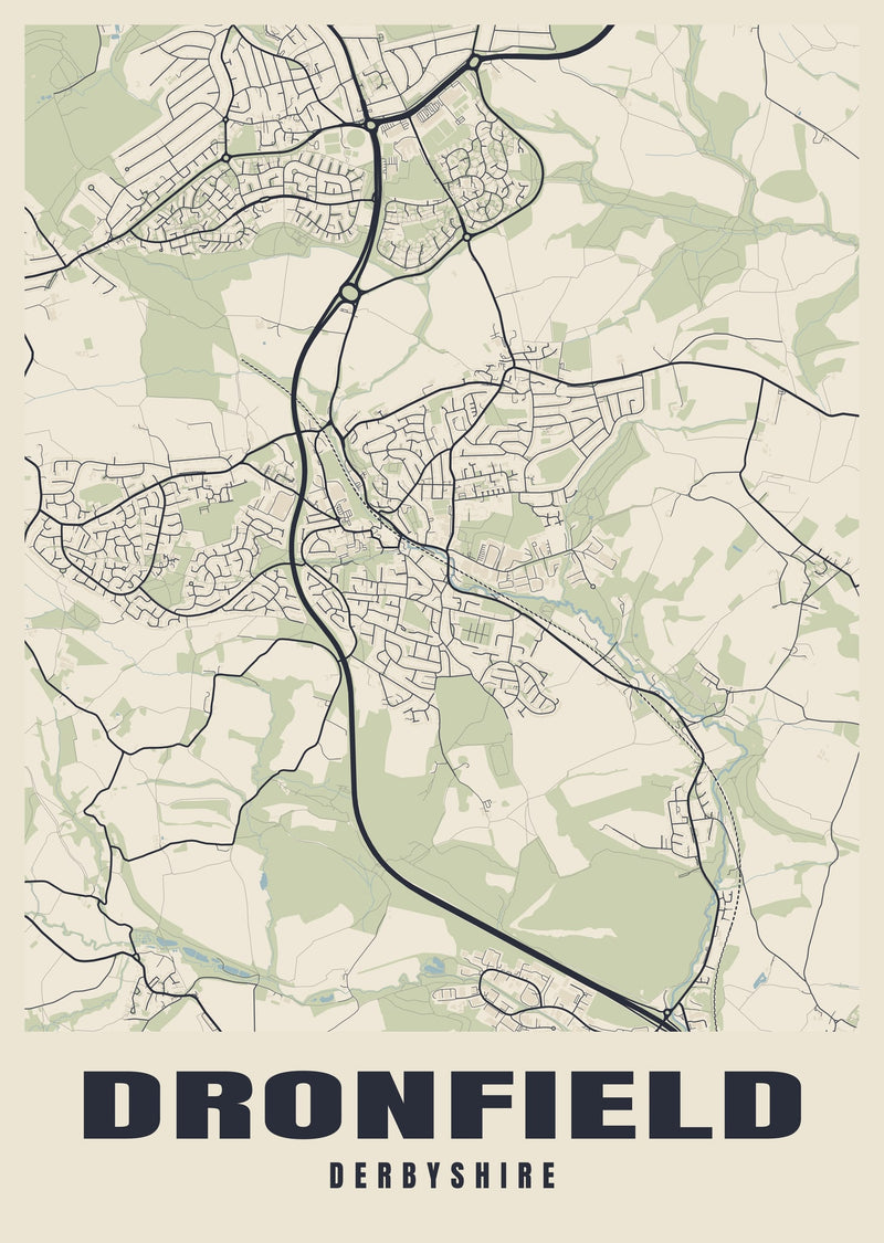 Dronfield Street Map Poster