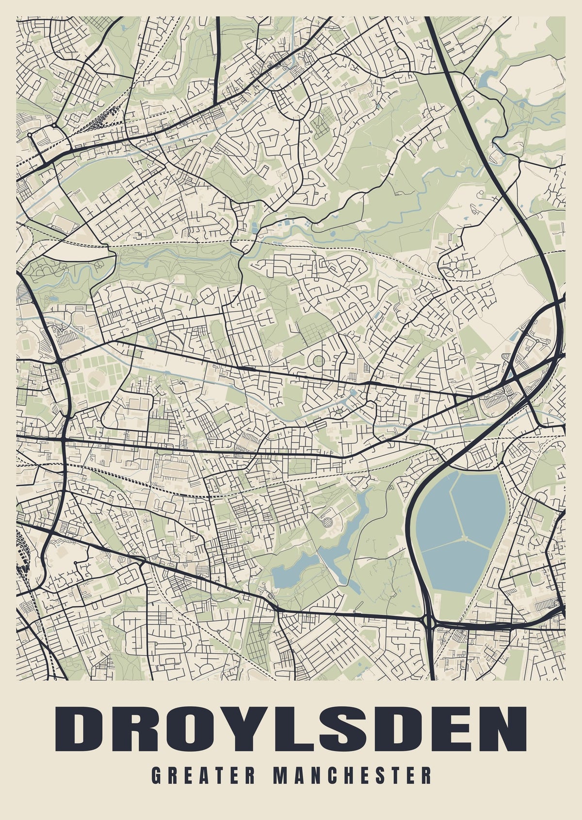 Street map poster of Droylsden, Greater Manchester