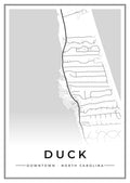 Street map poster of downtown Duck, North Carolina