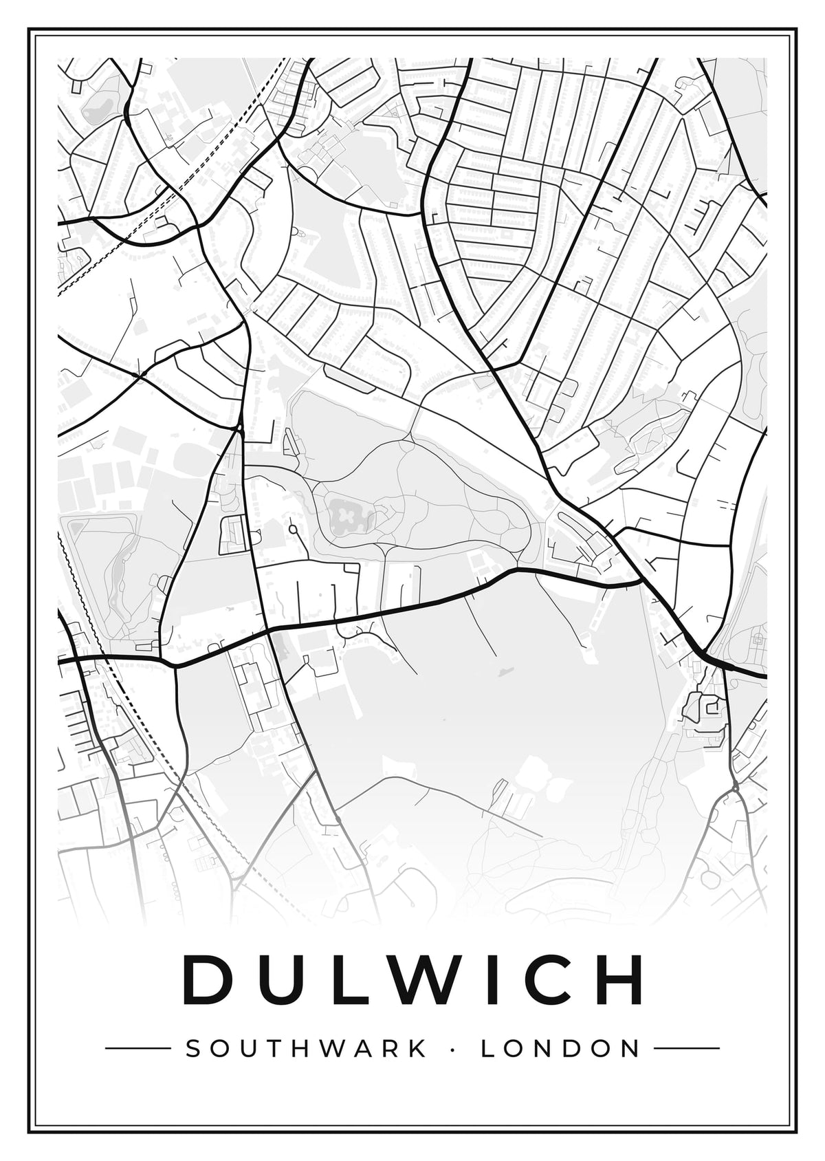 Street map poster of Dulwich, Southwark, London