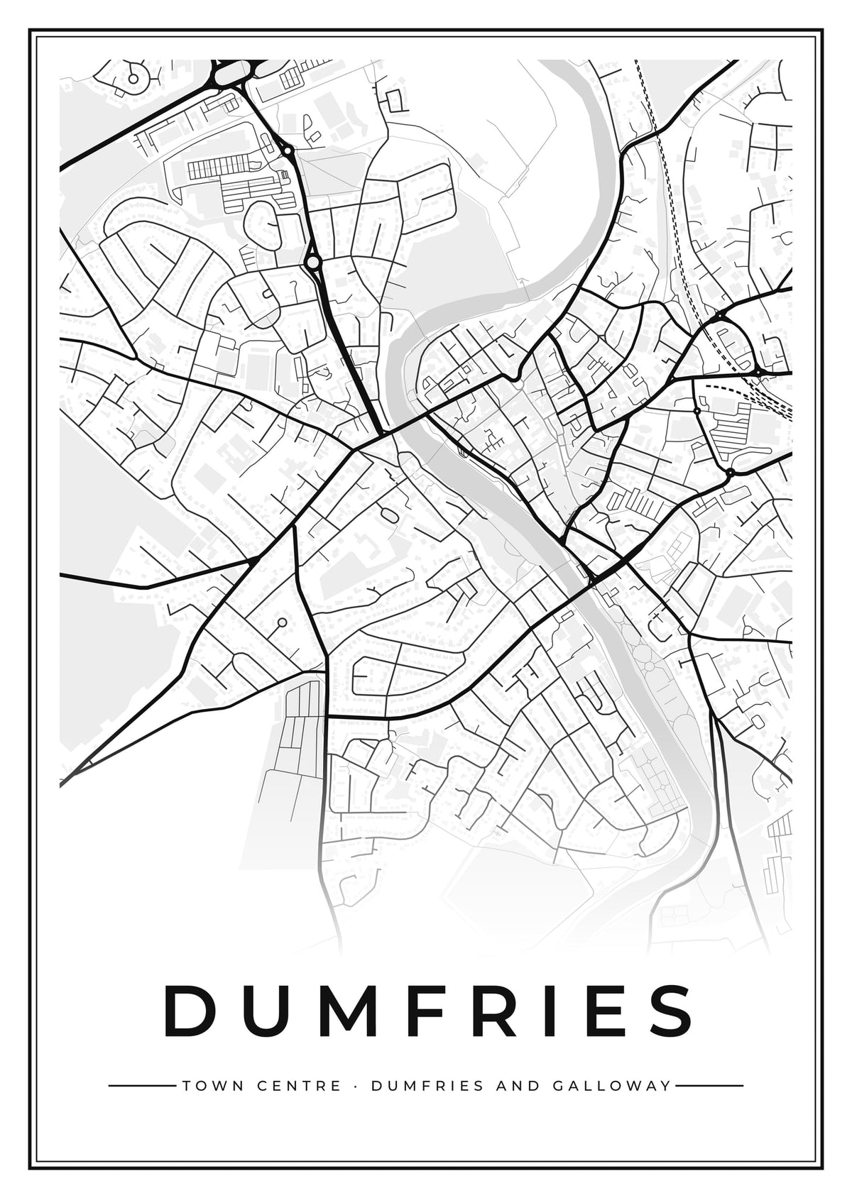 Street map poster of Dumfries town centre, Dumfries and Galloway