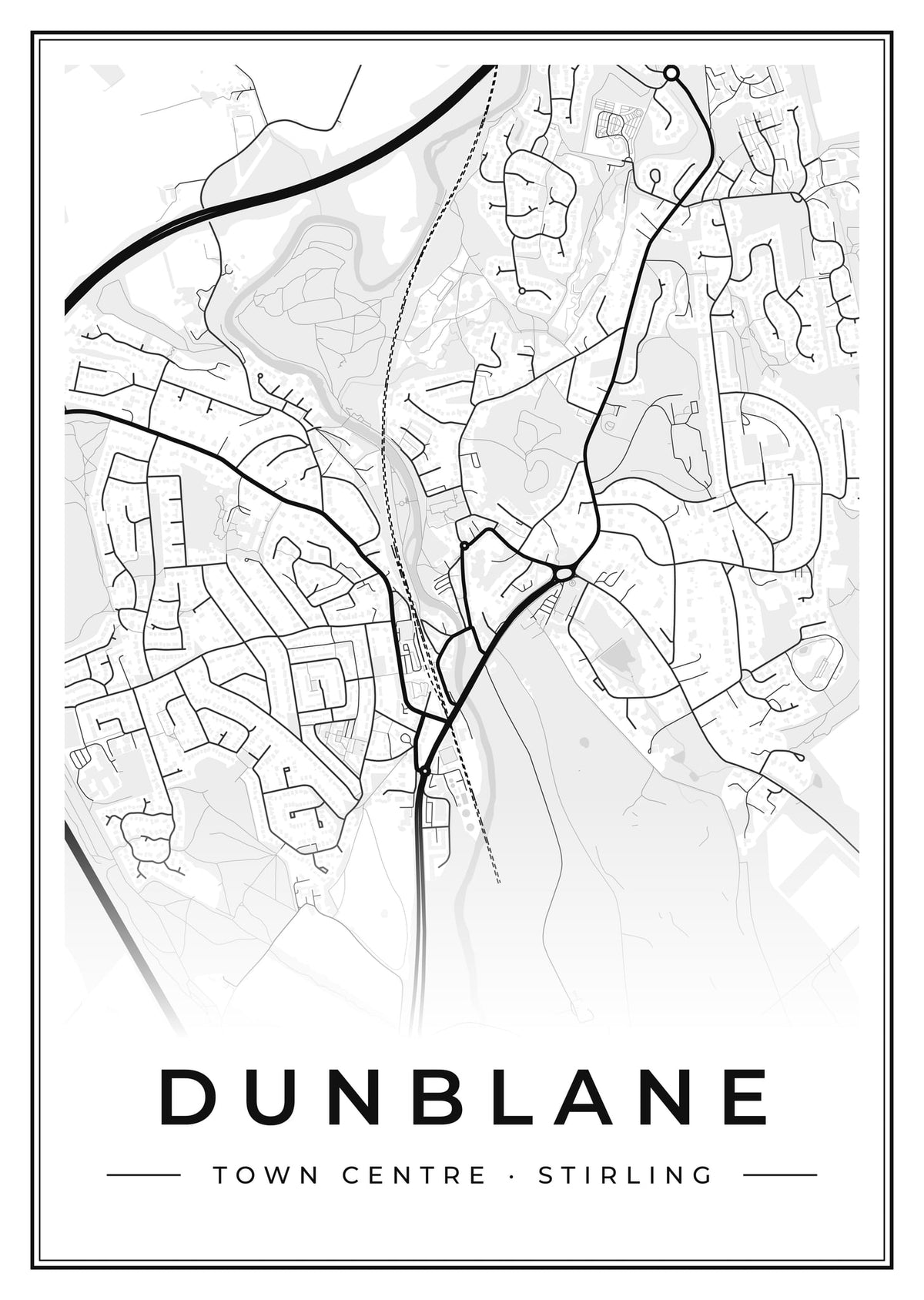 Street map poster of Dunblane town centre, Stirling