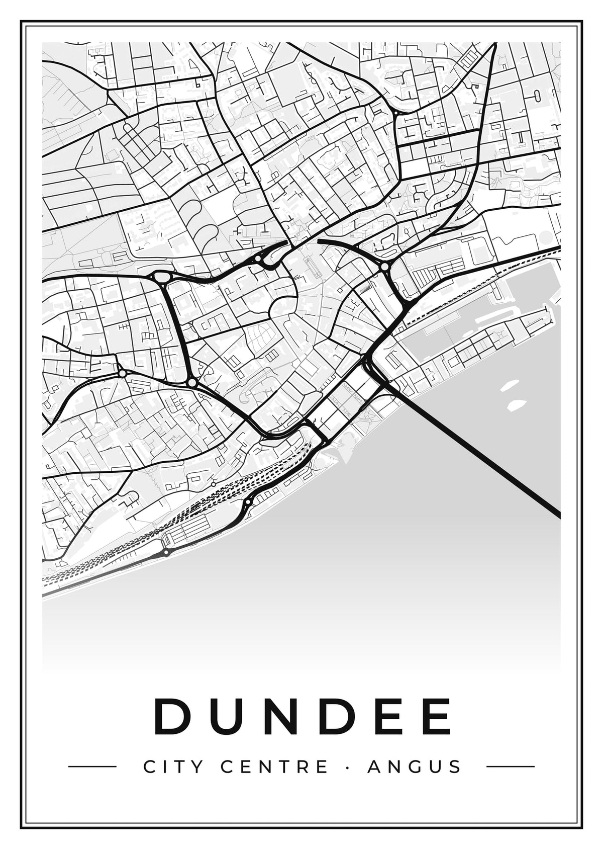 Street map poster of Dundee city centre, Angus