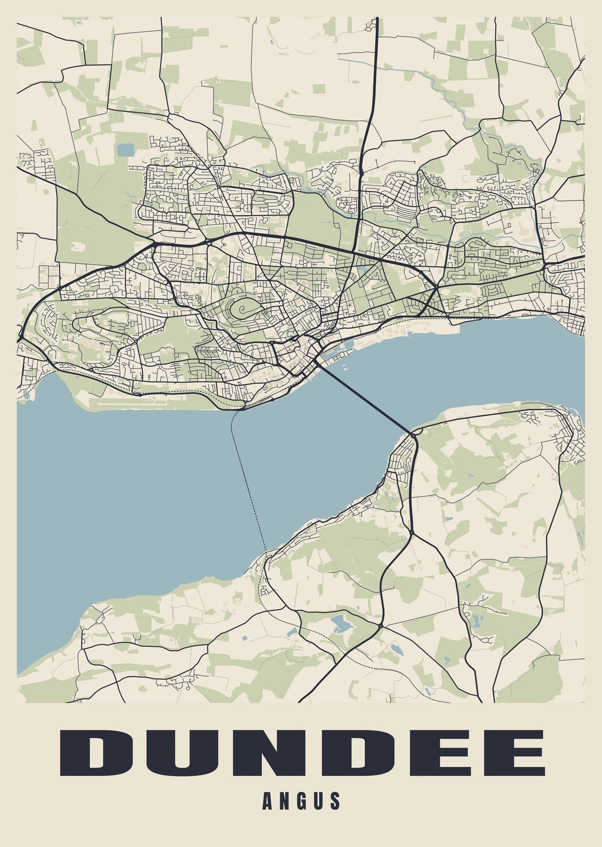 Street map poster of Dundee, Angus