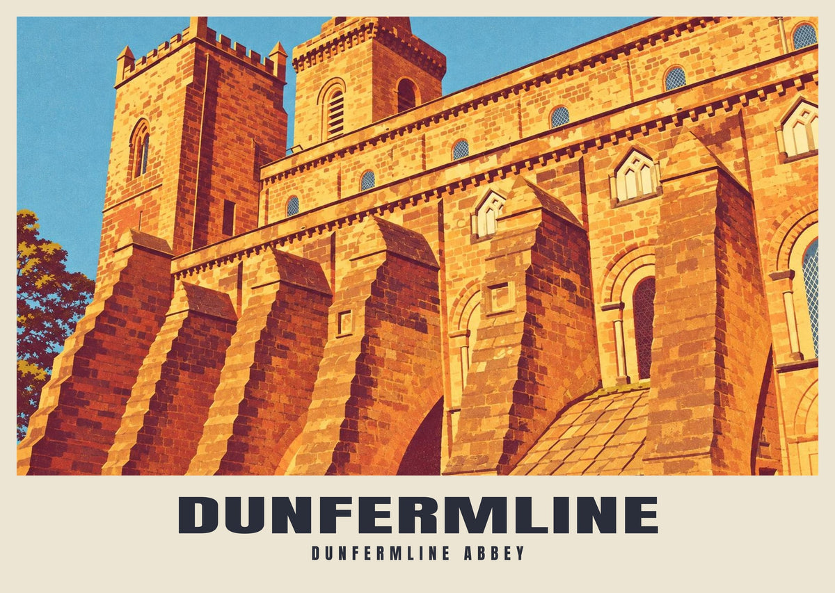 Dunfermline Abbey poster, Retro Railway style