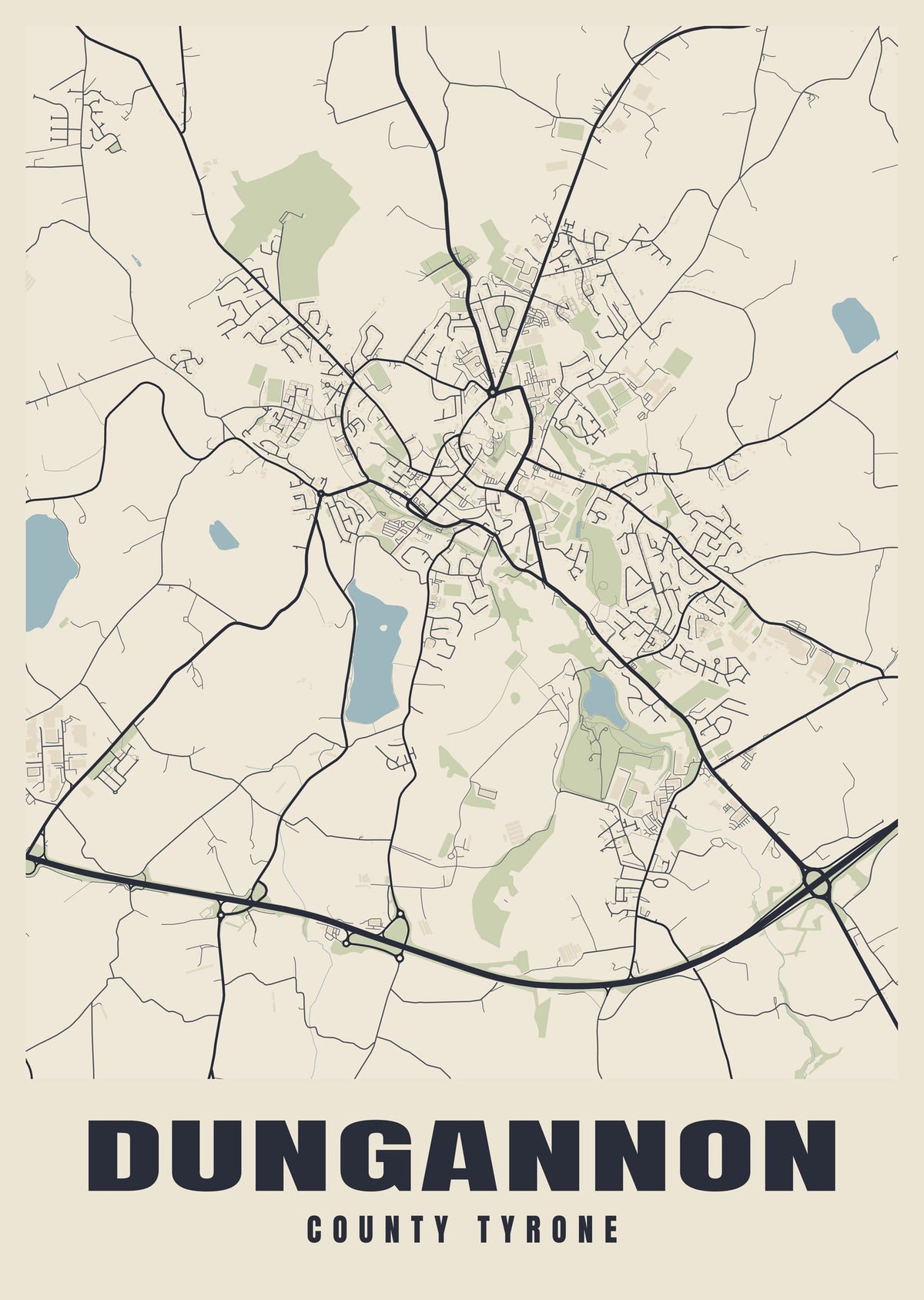 Street map poster of Dungannon, County Tyrone