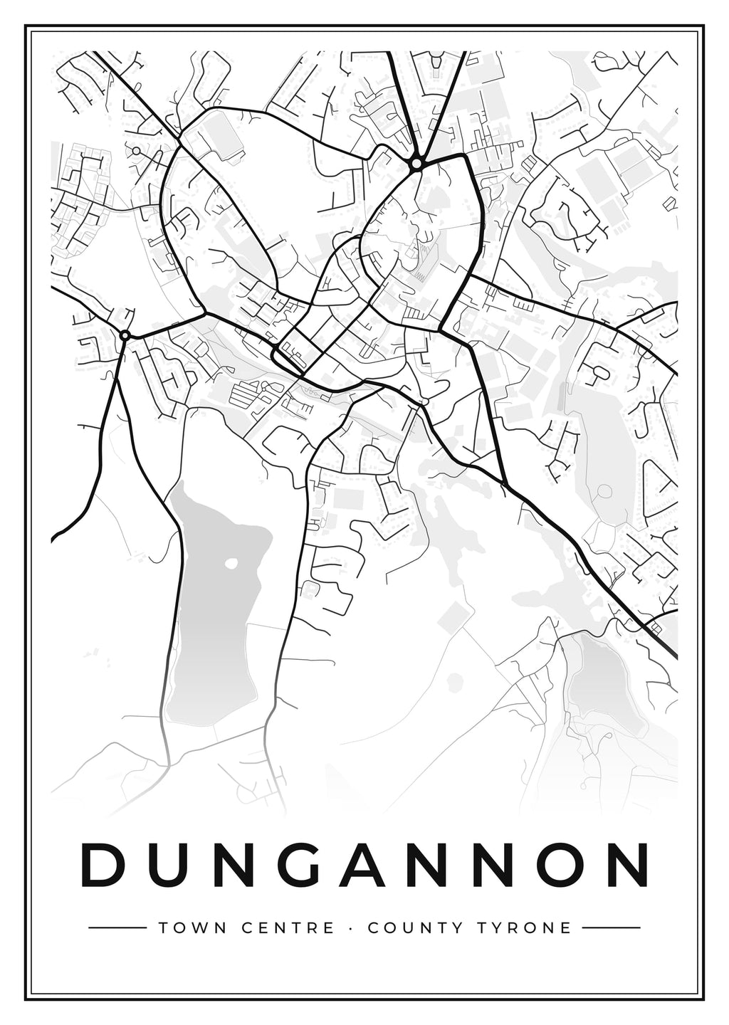 Street map poster of Dungannon town centre, County Tyrone