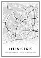 Street map poster of Dunkirk town centre, Hauts-de-France