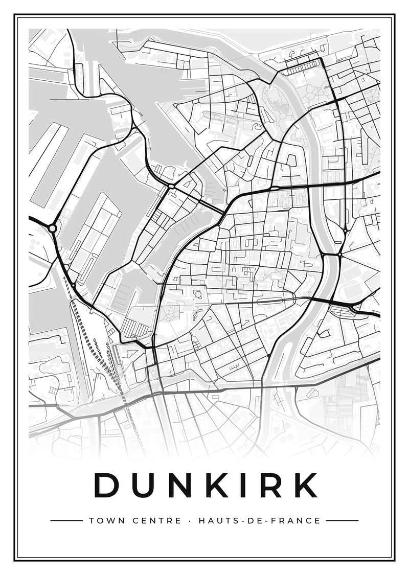 Dunkirk Town Centre Street Map Poster