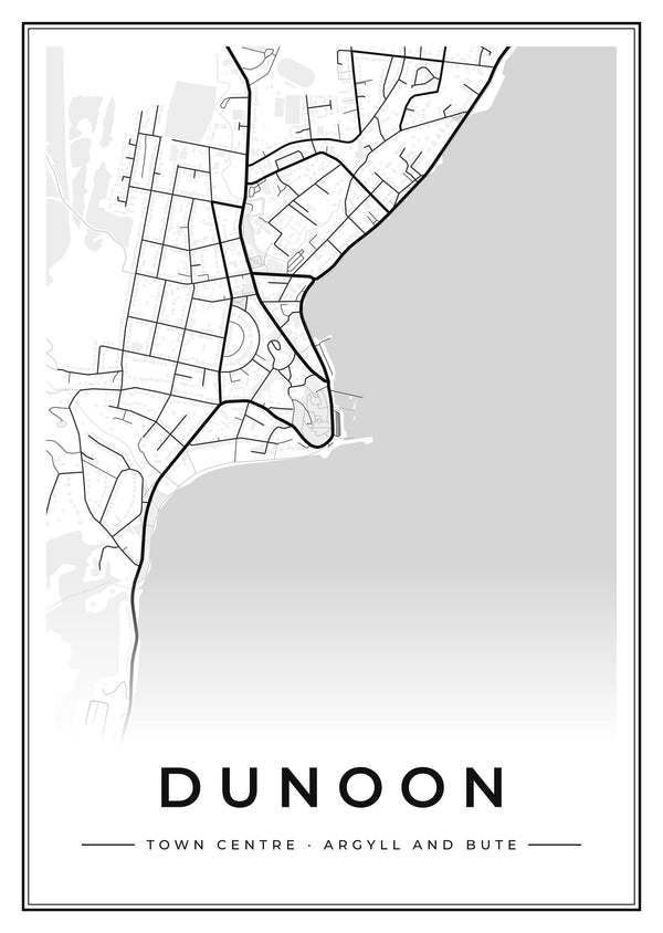 Dunoon Town Centre Street Map Poster