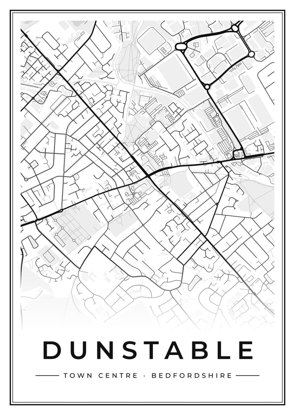 Dunstable Town Centre Street Map Poster