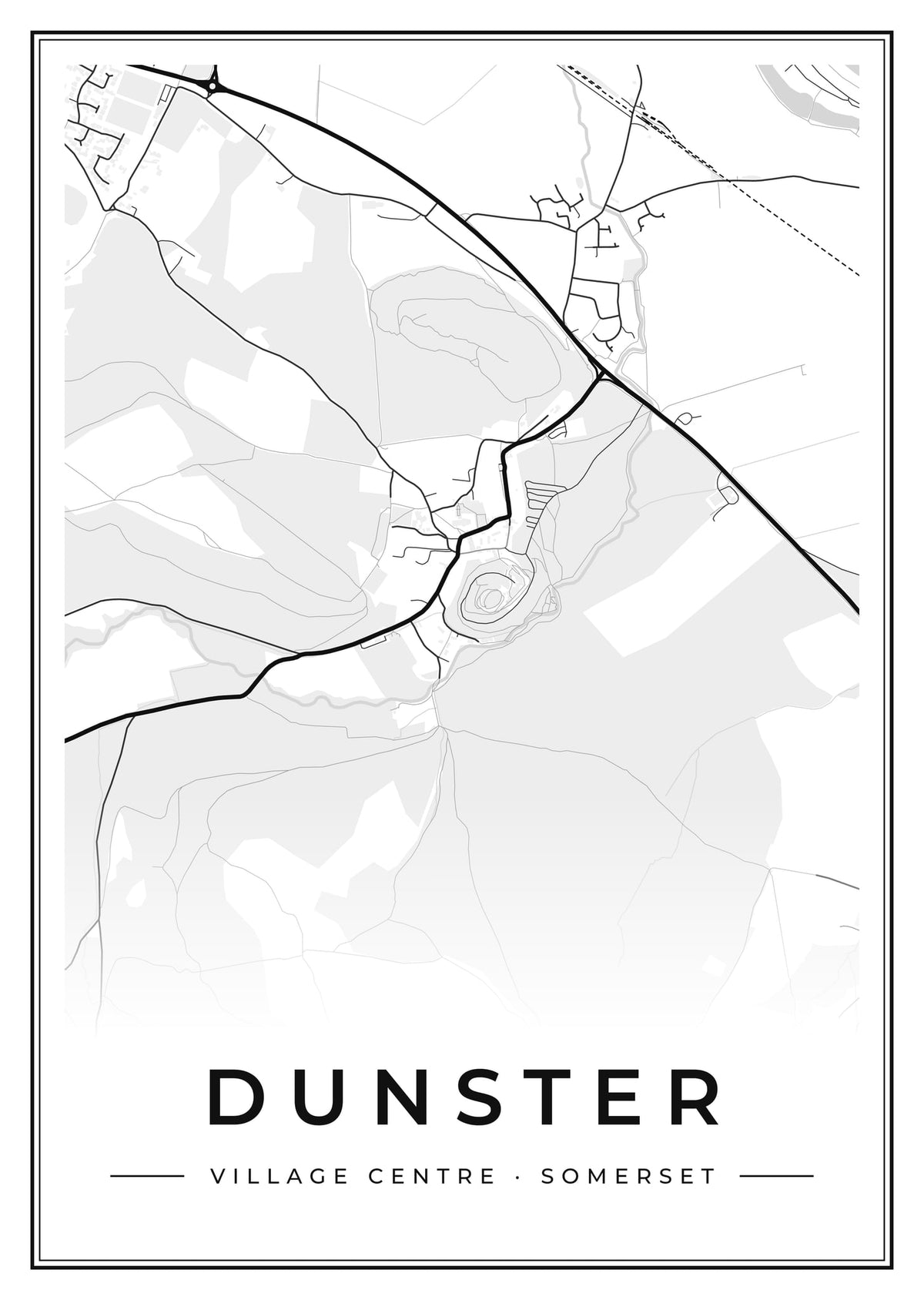 Street map poster of Dunster village centre, Somerset