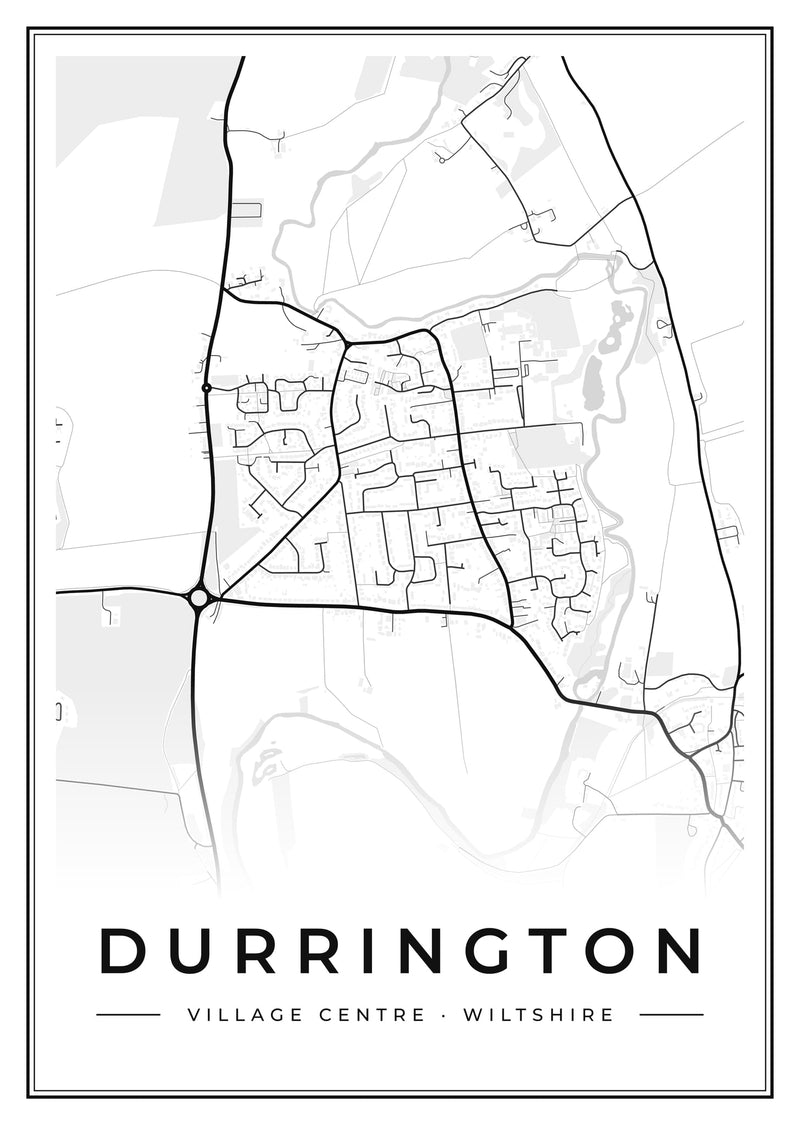 Durrington Village Centre Street Map Poster