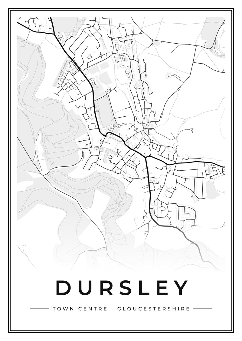 Dursley Town Centre Street Map Poster