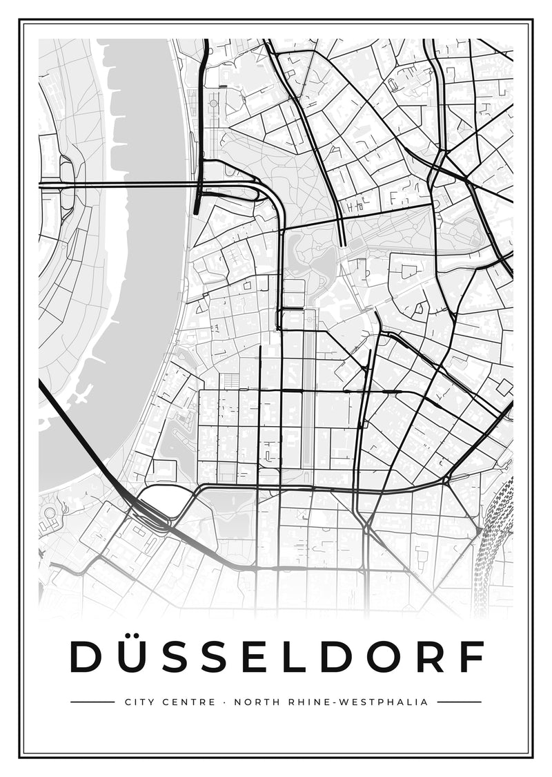 Düsseldorf City Centre Street Map Poster