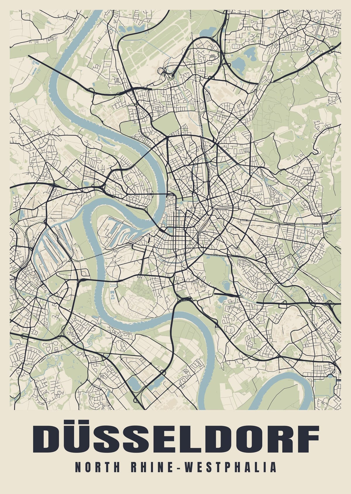 Street map poster of Düsseldorf, North Rhine-Westphalia
