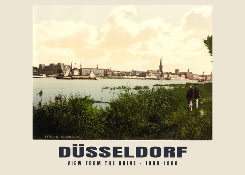View from the Rhine, Düsseldorf — 1890–1900 · Vintage photochrom print
