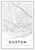 Street map poster of Duston village centre, Northamptonshire