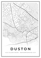 Street map poster of Duston village centre, Northamptonshire