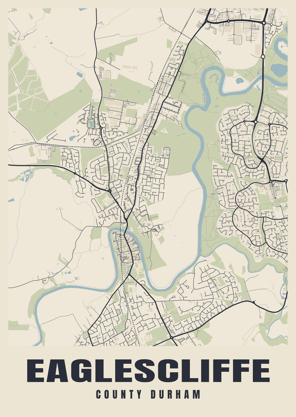 Street map poster of Eaglescliffe, County Durham