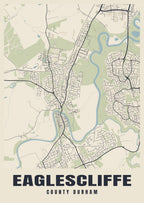 Street map poster of Eaglescliffe, County Durham