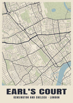 Heritage street map poster of Earl's Court, Kensington and Chelsea, London