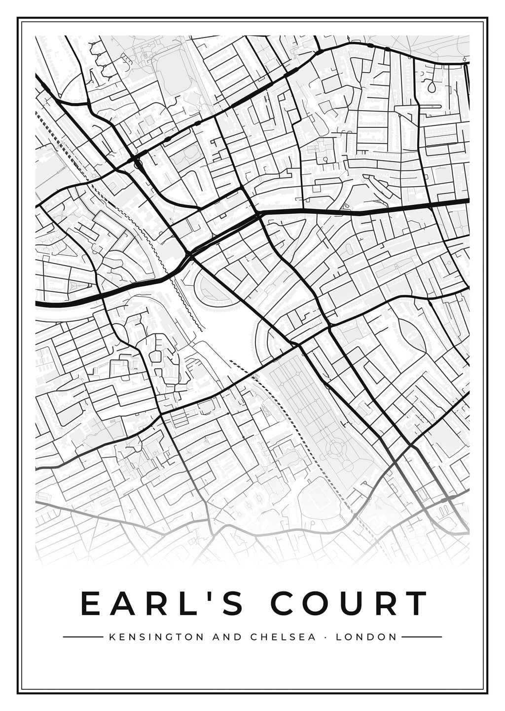 Street map poster of Earl's Court, Kensington and Chelsea, London