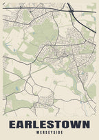 Street map poster of Earlestown, Merseyside
