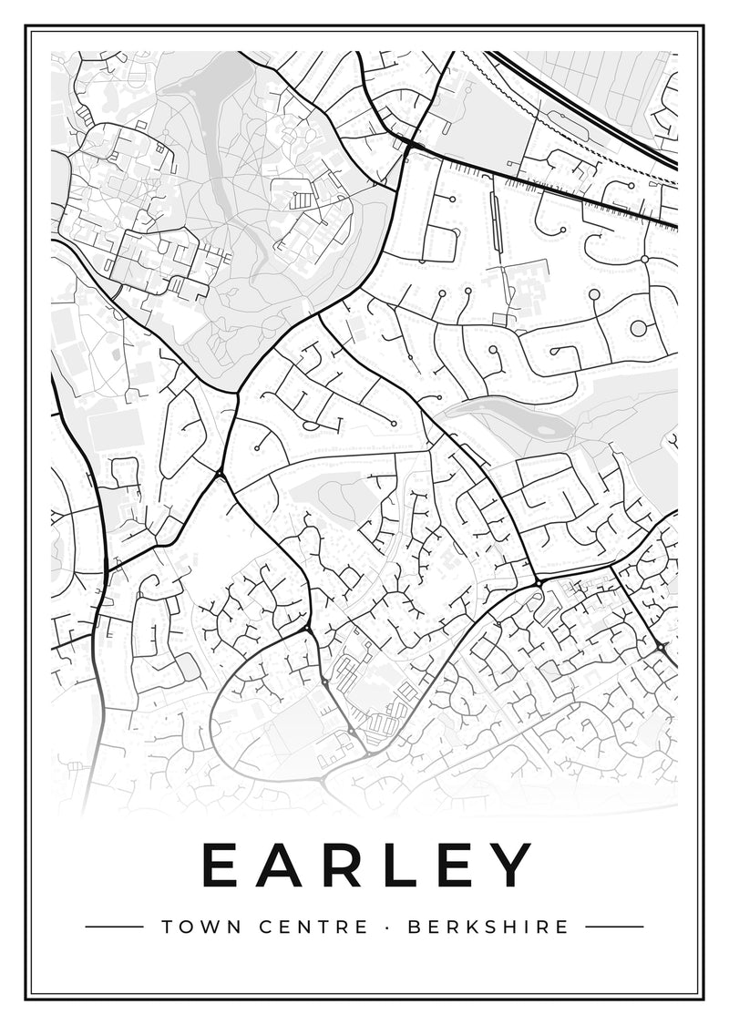 Earley Town Centre Street Map Poster
