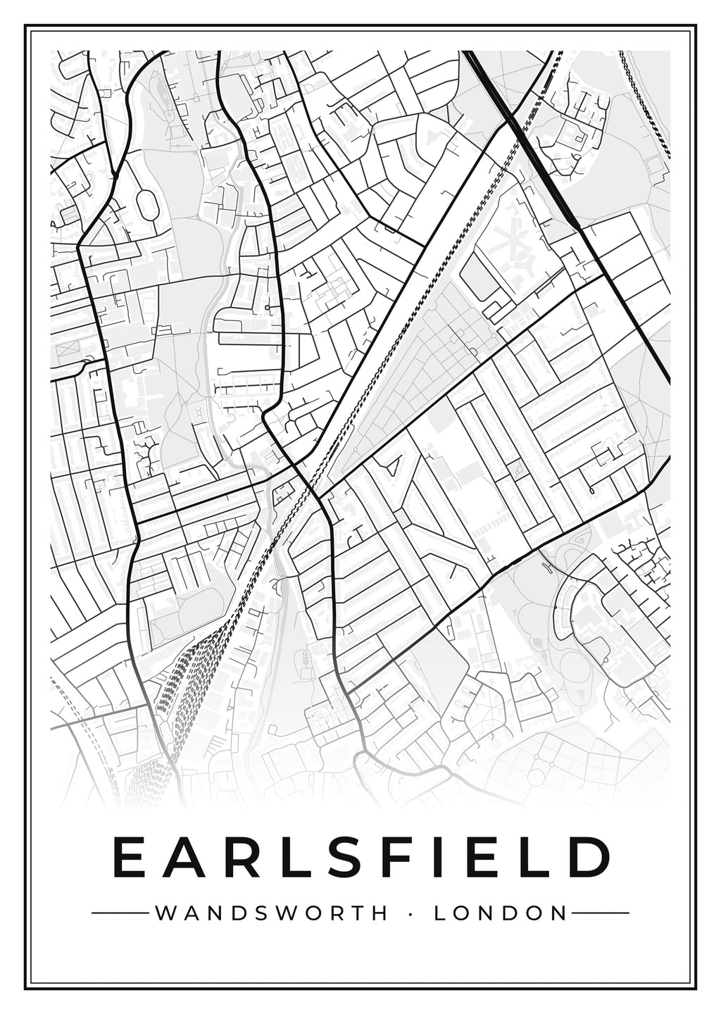 Street map poster of Earlsfield, Wandsworth, London