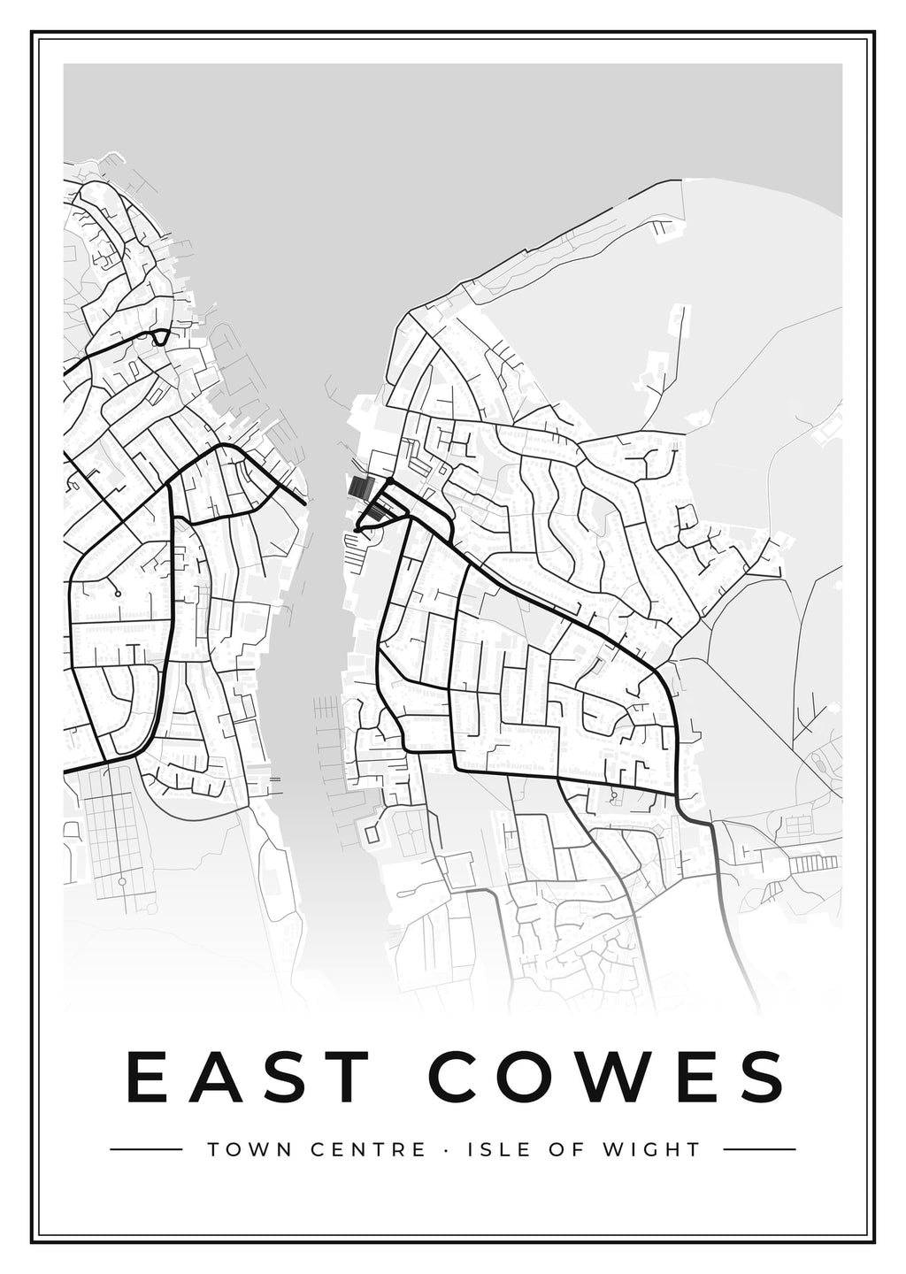 Street map poster of East Cowes town centre, Isle of Wight