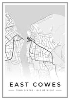 Street map poster of East Cowes town centre, Isle of Wight