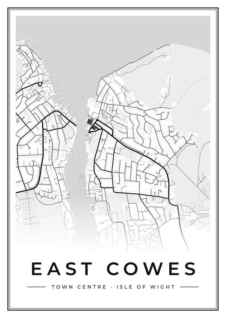 East Cowes Town Centre Street Map Poster