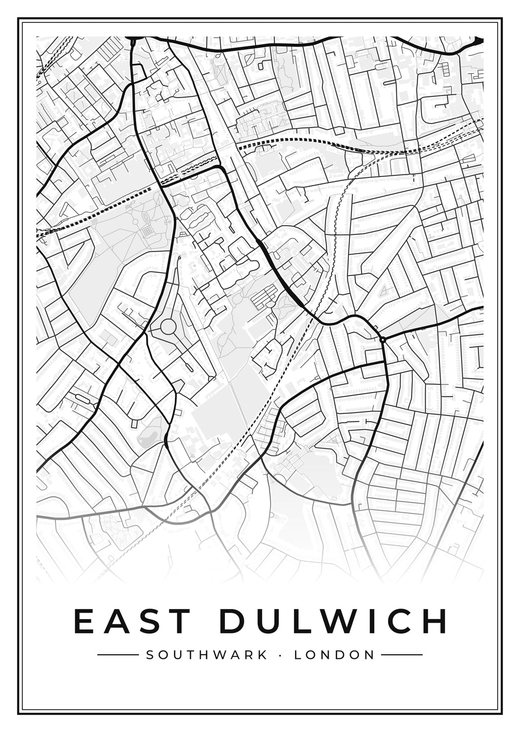 Street map poster of East Dulwich, Southwark, London