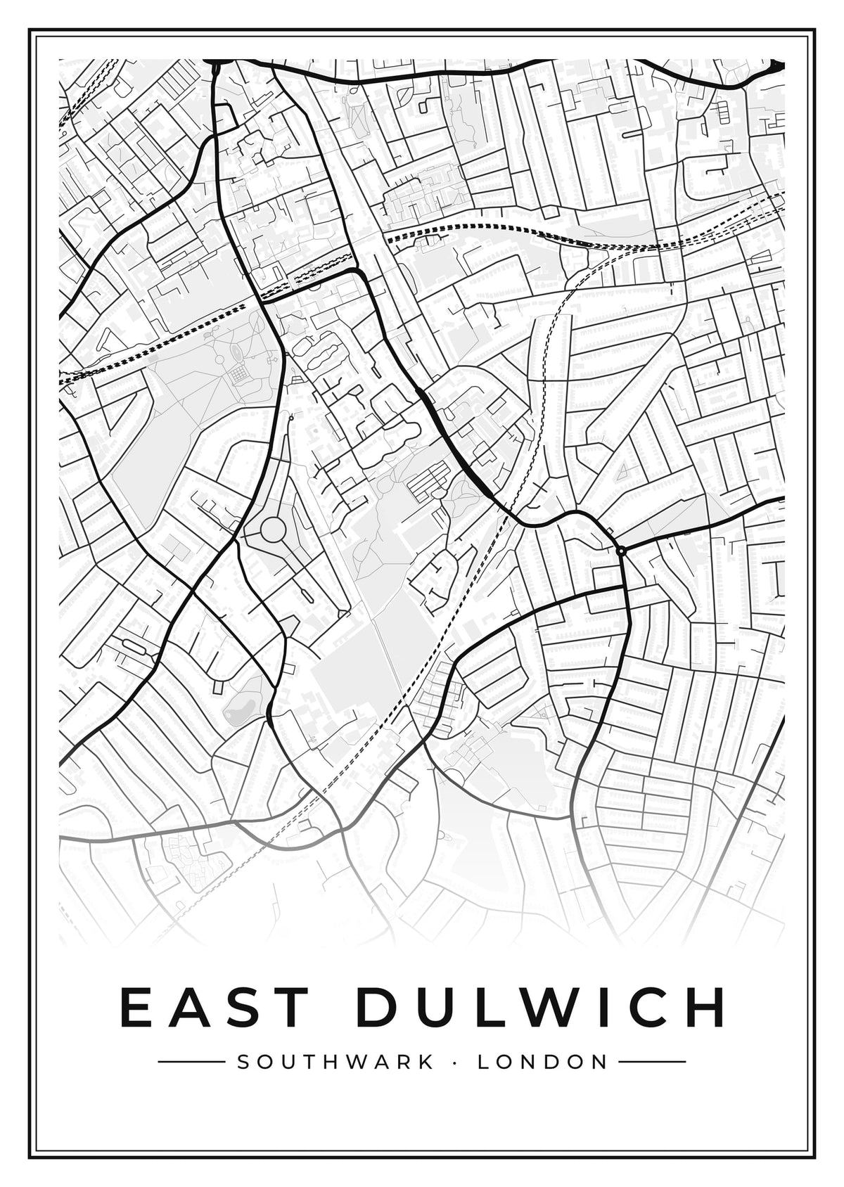 Street map poster of East Dulwich, Southwark, London
