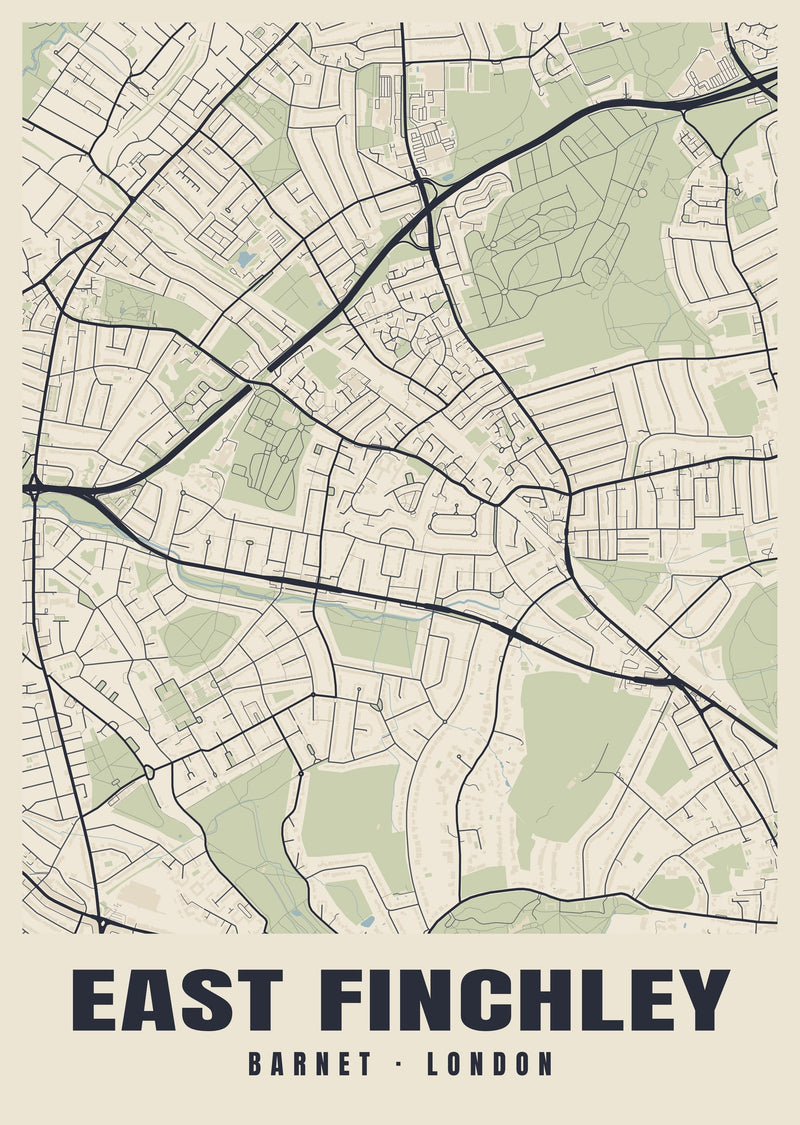 East Finchley Heritage Street Map Poster