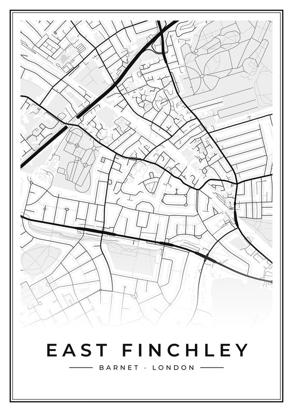 East Finchley Street Map Poster
