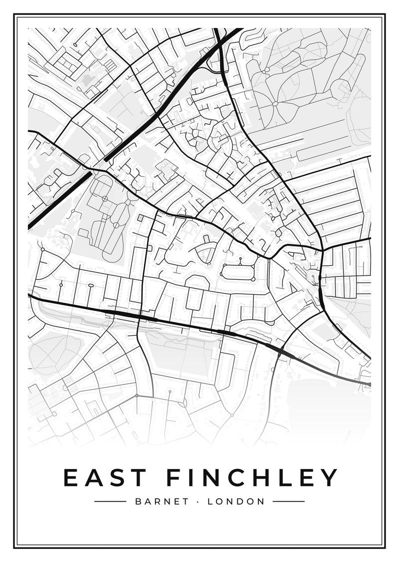 East Finchley Street Map Poster
