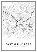 Street map poster of East Grinstead town centre, West Sussex
