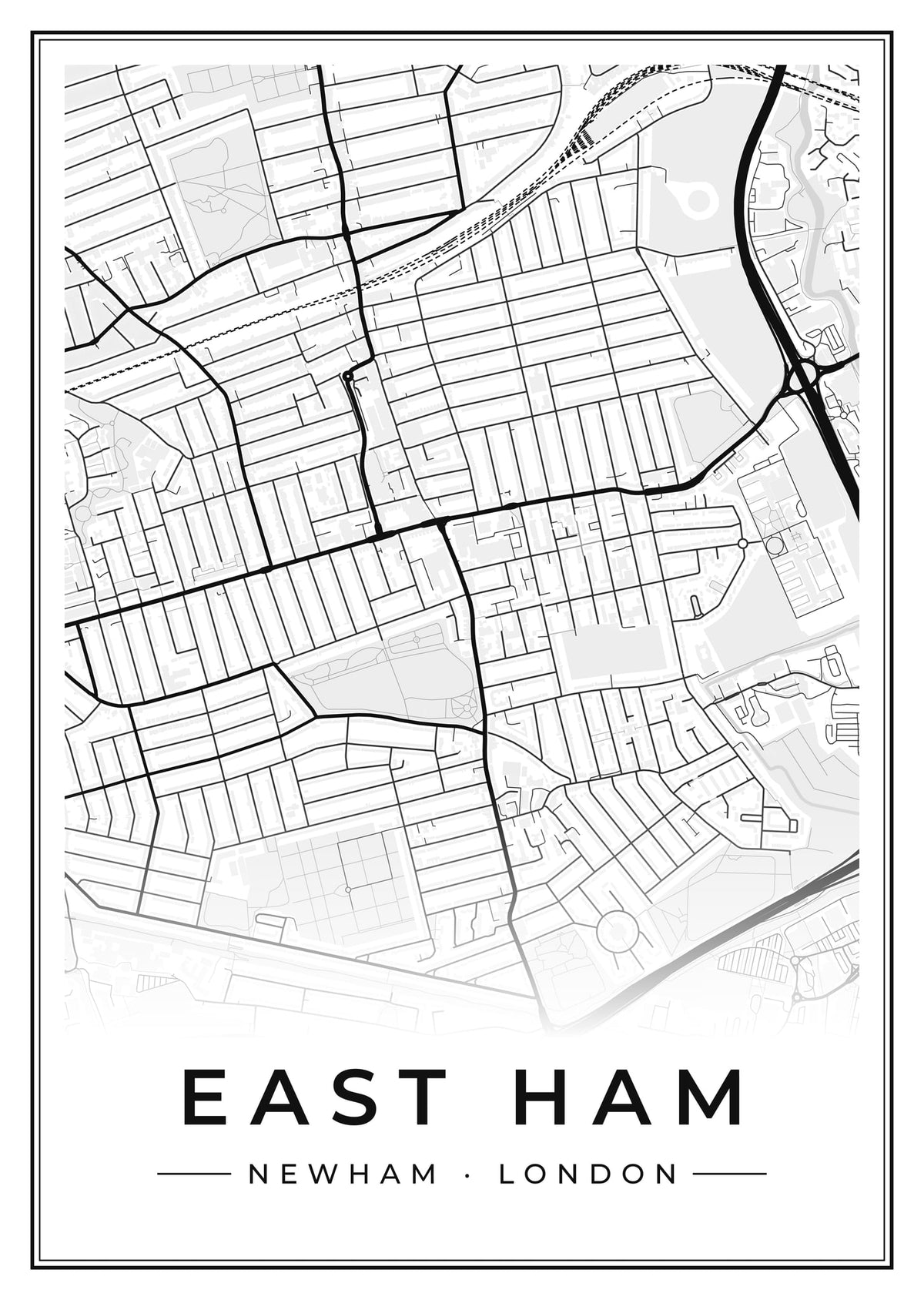 Street map poster of East Ham, Newham, London