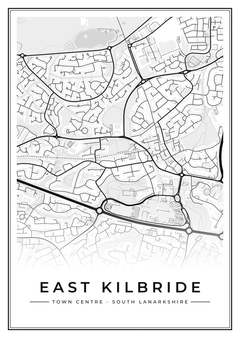 East Kilbride Town Centre Street Map Poster