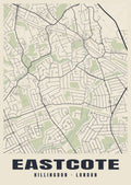 Heritage street map poster of Eastcote, Hillingdon, London