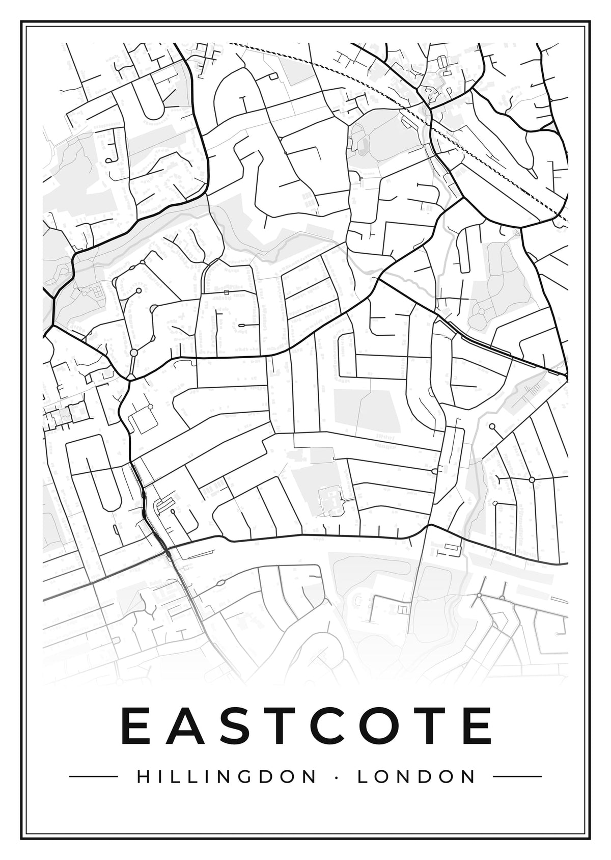 Street map poster of Eastcote, Hillingdon, London