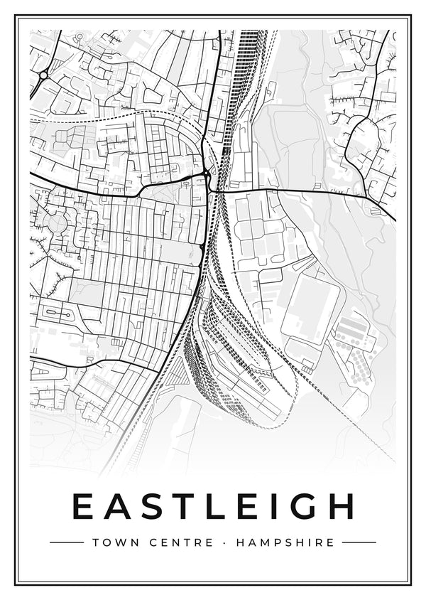 Eastleigh Town Centre Street Map Poster