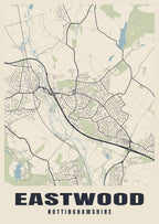 Street map poster of Eastwood, Nottinghamshire