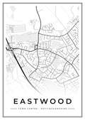 Street map poster of Eastwood town centre, Nottinghamshire
