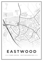 Street map poster of Eastwood town centre, Nottinghamshire