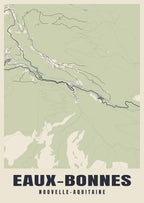 Street map poster of Eaux-Bonnes, Nouvelle-Aquitaine