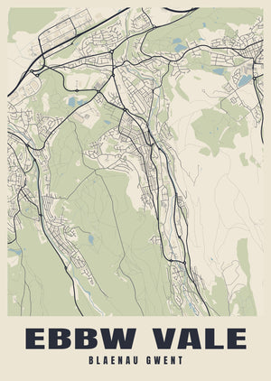 Ebbw Vale Street Map Poster
