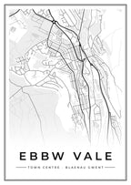 Street map poster of Ebbw Vale town centre, Blaenau Gwent